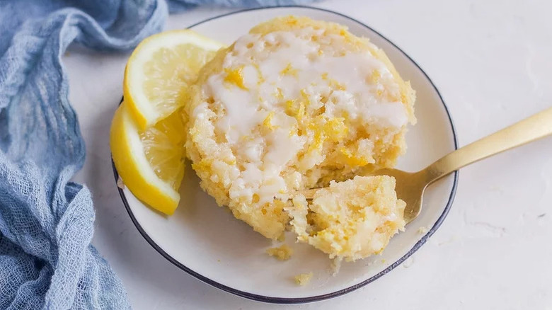 Top view of a lemon mug cake