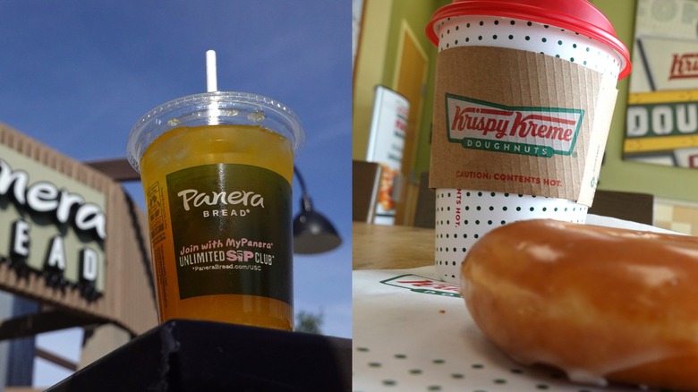 Panera soda and Krispy Kreme