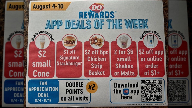 Paper advertising DQ Rewards app deals of the week