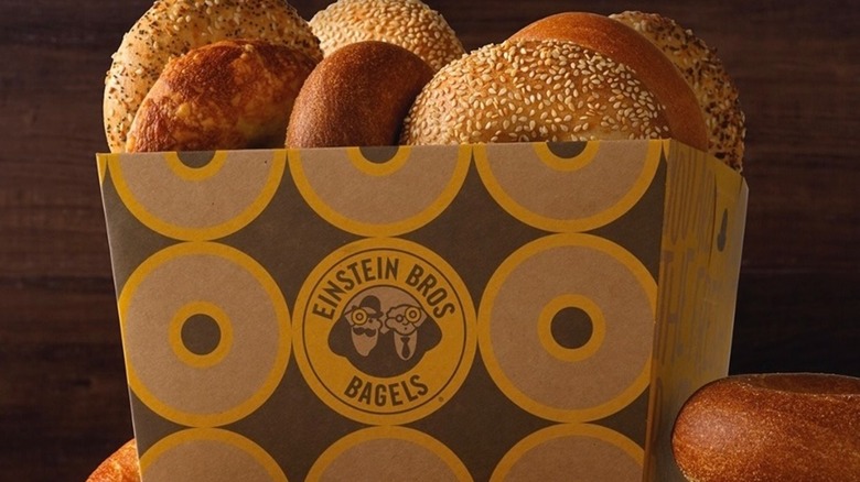 Einstein Bros Bagels box with bagels