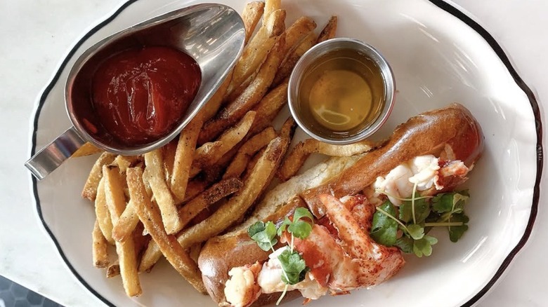 Overhead shot of a dinner food place at Loch Bar in Houston Texas