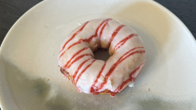 Duck Donuts PB&J donut on plate.
