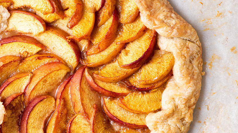 Close up of peach galette