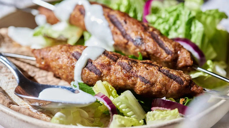 Turkey Kofta Kebabs and Whipped Feta with side salad