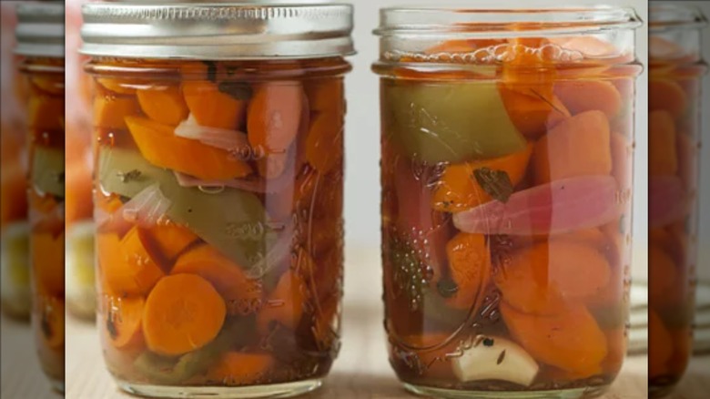 Mexican-Style Pickled Carrots in two glass jars