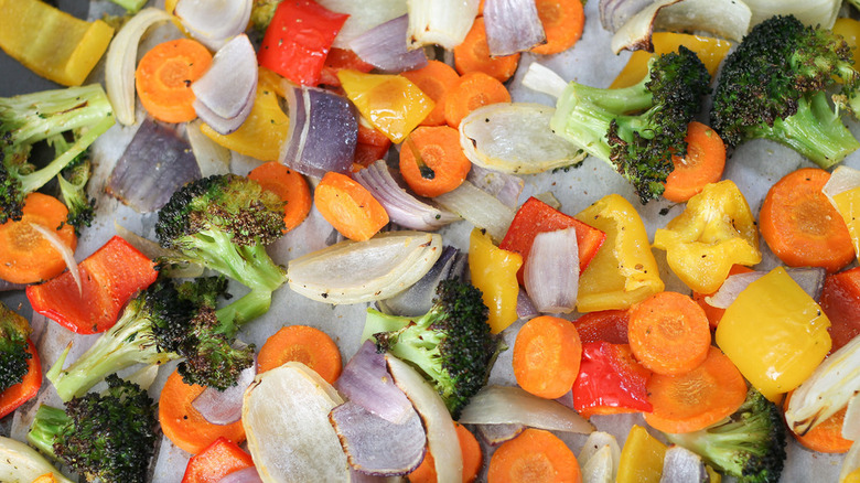 Roasted Vegetables on parchment paper