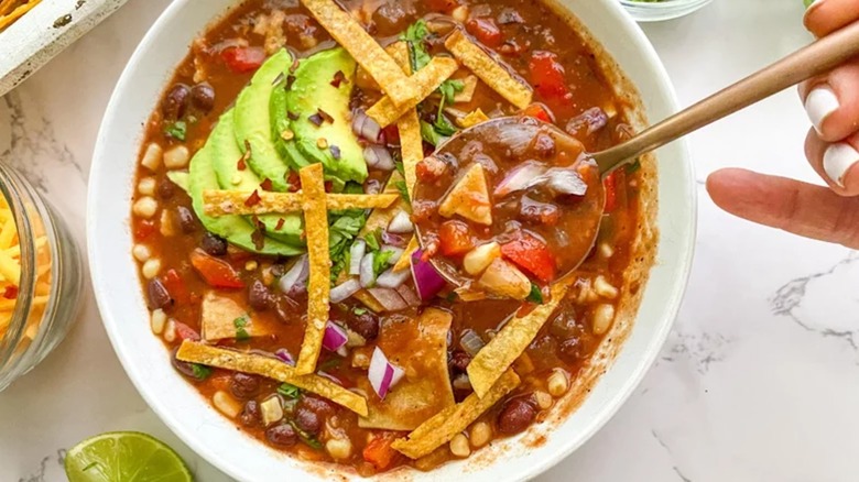 Bowl of vegetarian chili