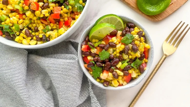 Bowls of black bean and couscous salad