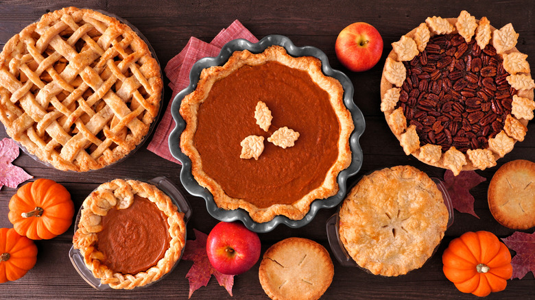 Fall pies on wood
