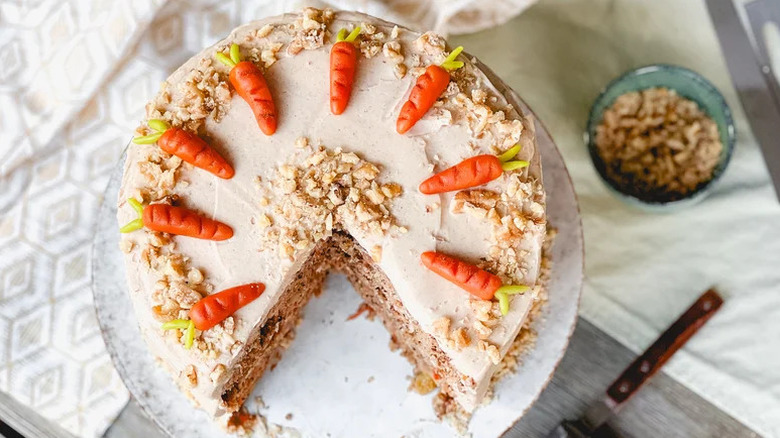 Vegan Carrot Cake with Cinnamon-Cashew Frosting minus a slice