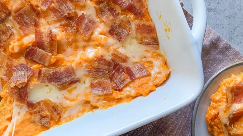 Close-up of sweet potato casserole