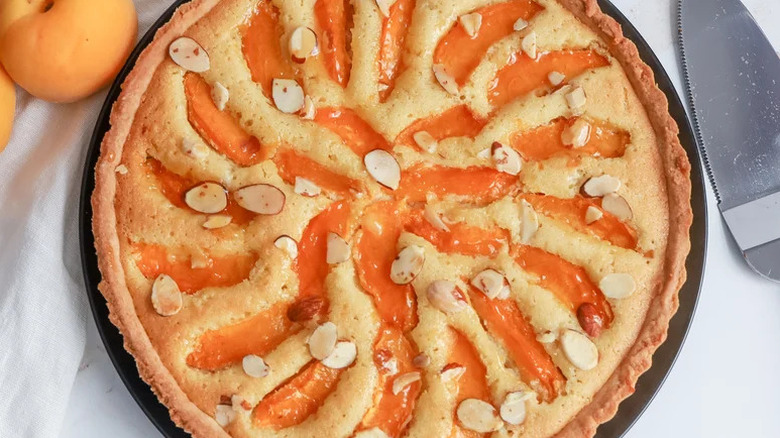 Apricot Frangipane Tart in baking dish