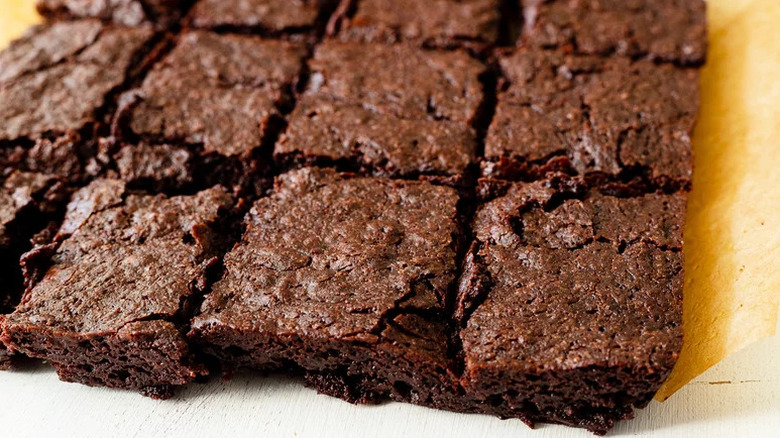 Basic Homemade Brownies cut into squares