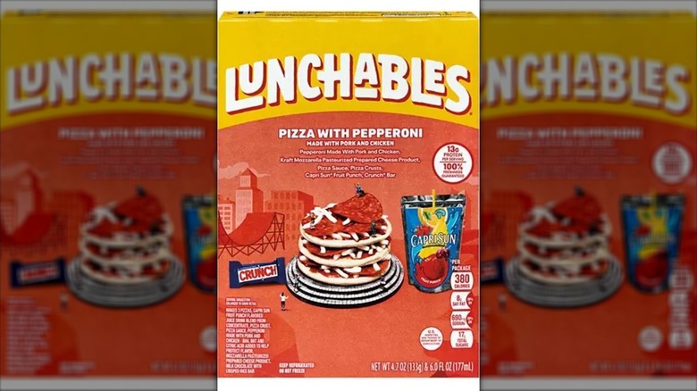 Box of pizza with pepperoni Lunchables