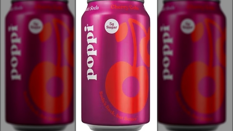 Can of Poppi cherry cola probiotic soda
