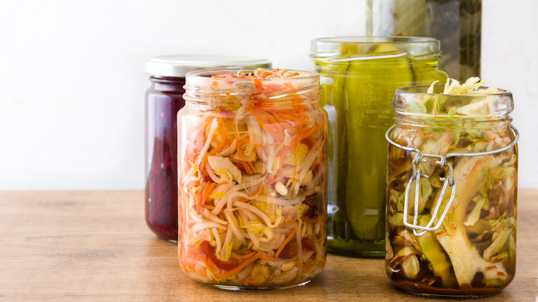 fermented vegetables in jars