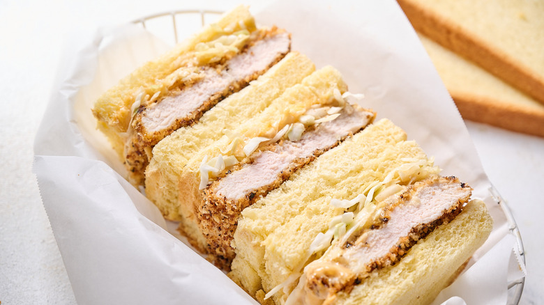 Chicken katsu sandwiches in basket