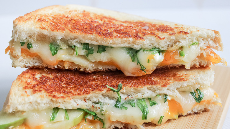 Close up of grilled cheese sandwich