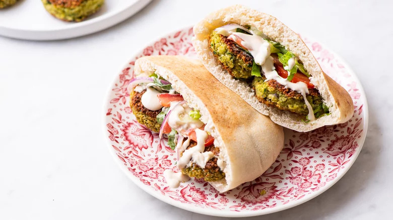 Falafel sandwich on plate