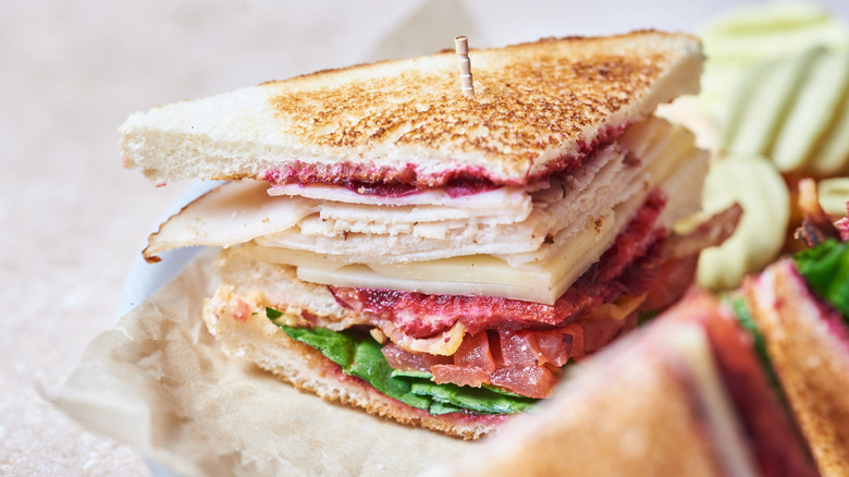 Close up of club sandwich