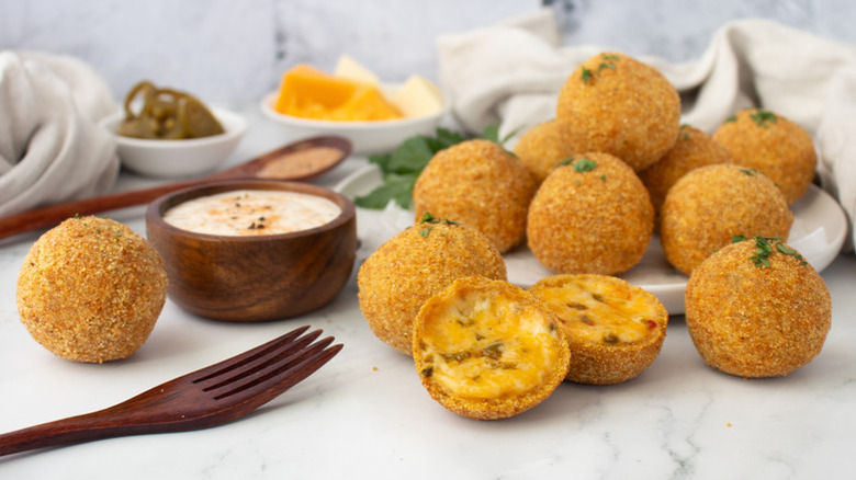 Copycat Texas Roadhouse Rattlesnake Bites served with creamy dip