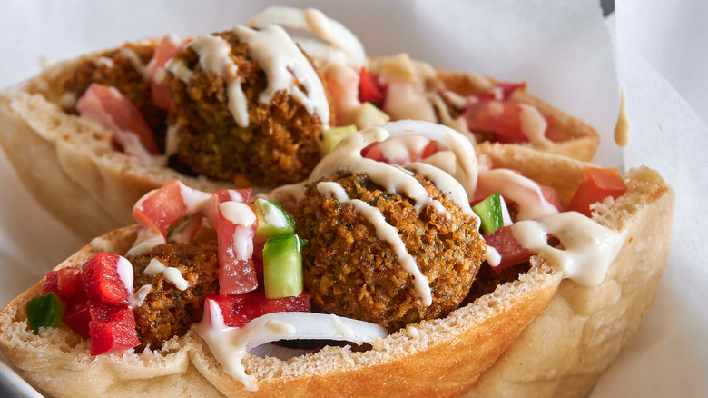 Falafel pita sandwiches