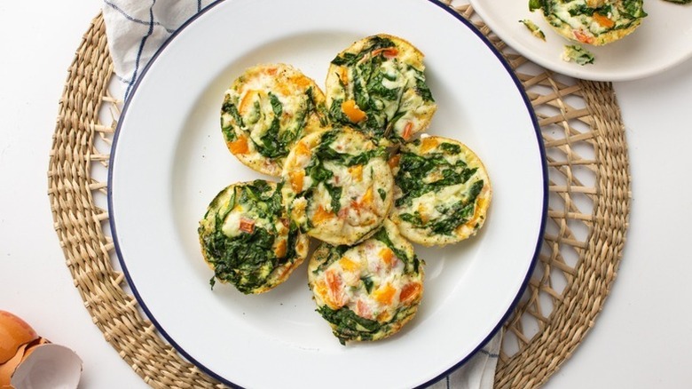 Pile of spinach egg bites on plate