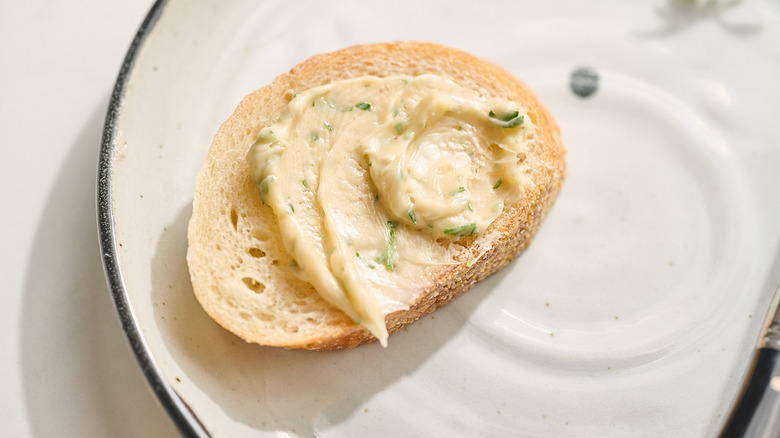 anchovy butter on a piece of toast