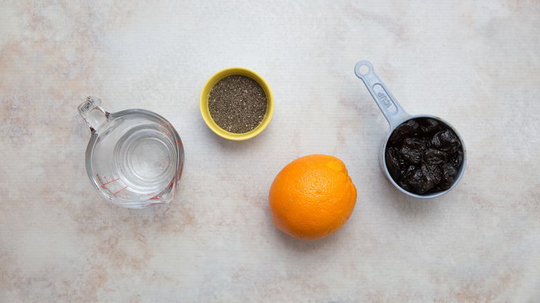 plum jam ingredients on table