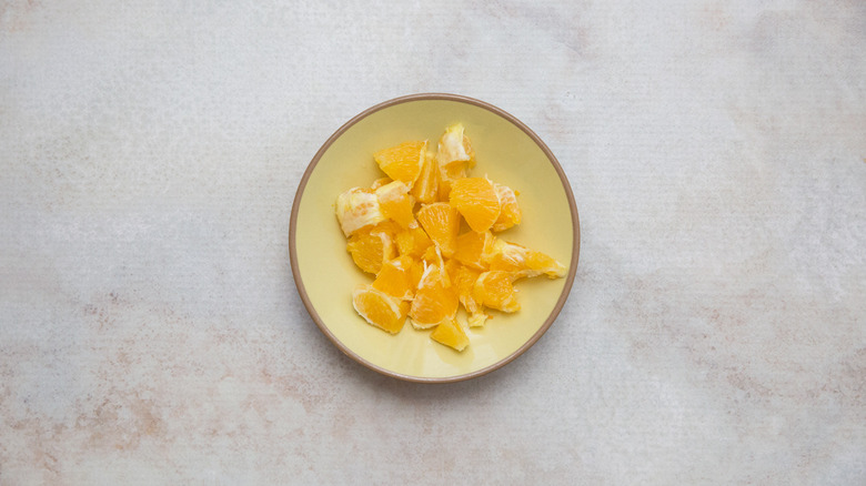 chopped orange segments on dish