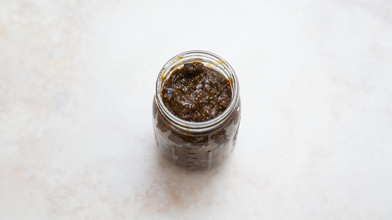 plum jam in Mason jar