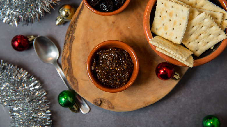 plum jam served on table
