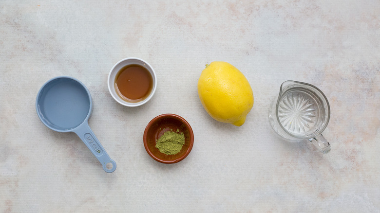 matcha lemonade ingredients on table