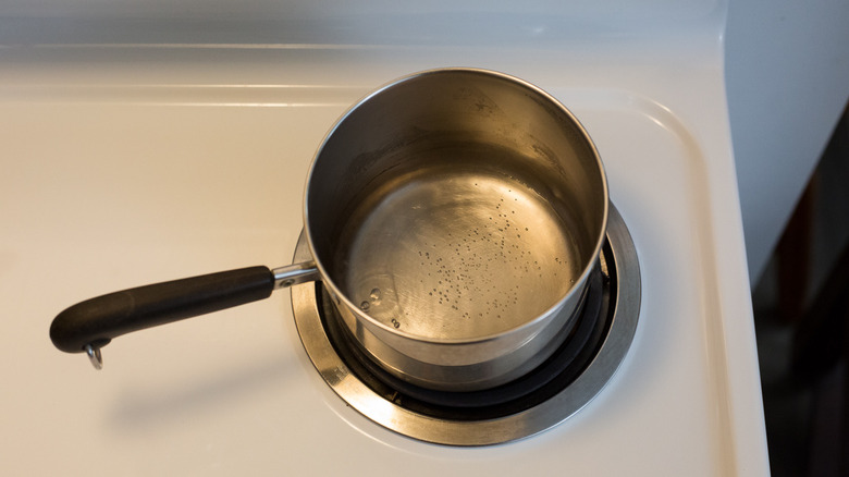 water heating in small saucepan