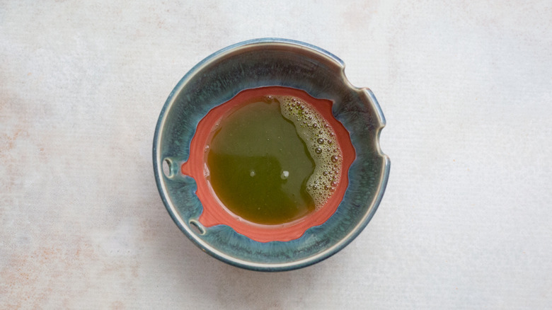 matcha tea in ceramic bowl