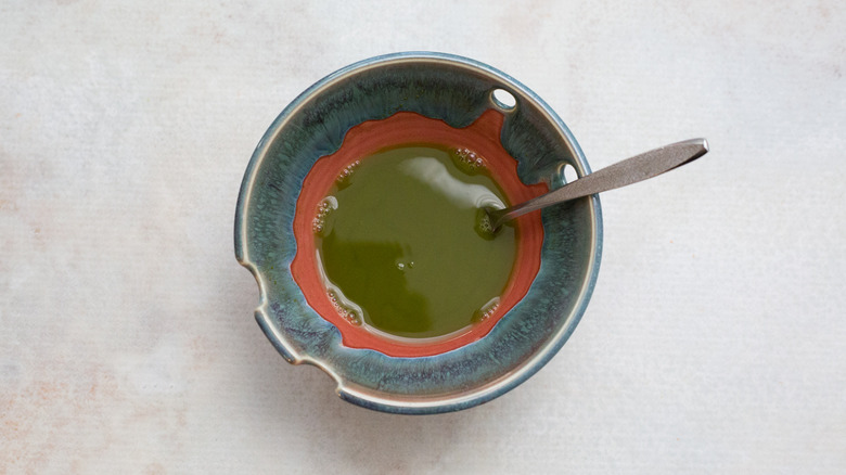 matcha tea in ceramic bowl