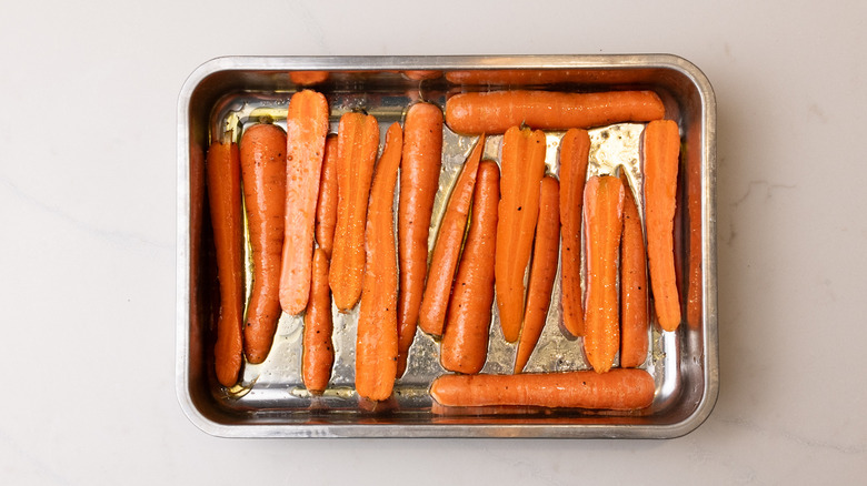 carrots in baking tray
