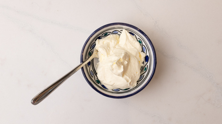 whipped cream in a bowl
