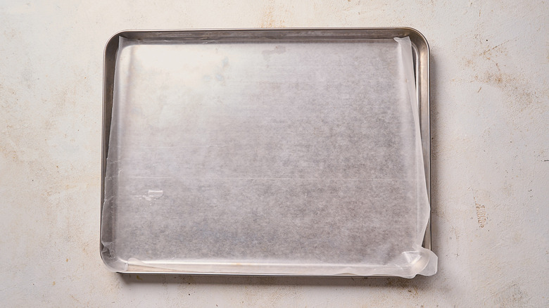 sheet tray lined with wax paper