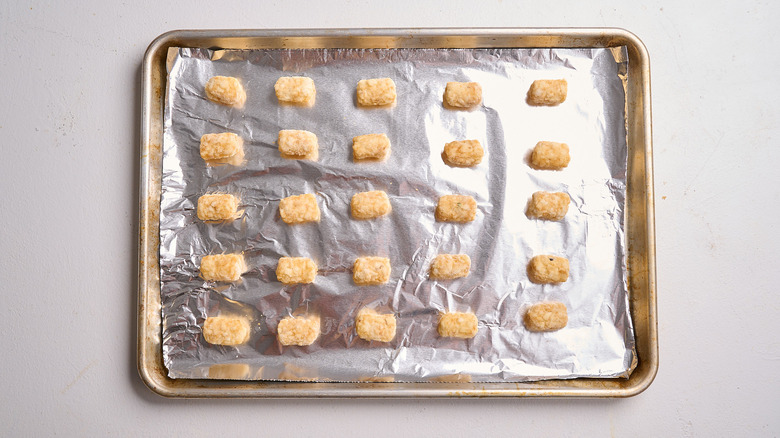 tater tots on a sheet tray