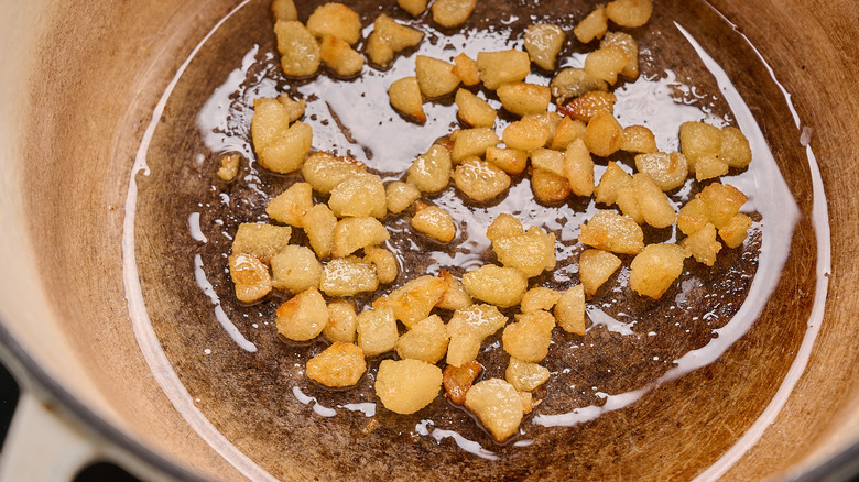 browning gnocchi in a pot