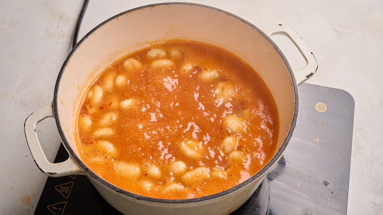 boiling gnocchi in a pot