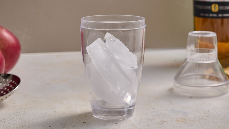 cocktail shaker filled with ice