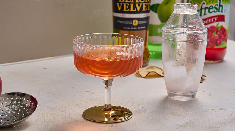 strained cocktail in a cocktail glass