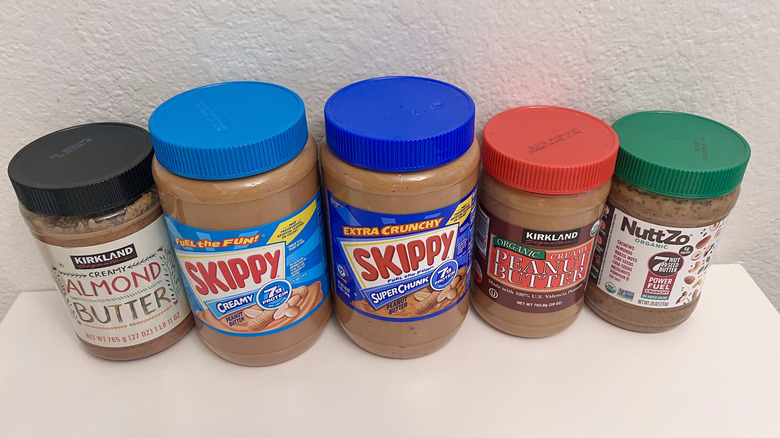 Top view of different nut butters