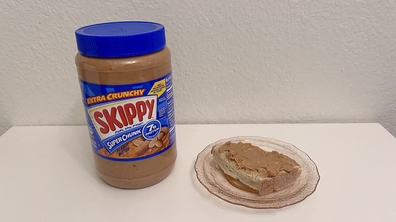 Jar of Skippy Super Chunk on a table