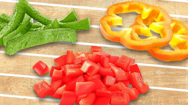 bell peppers cut three ways