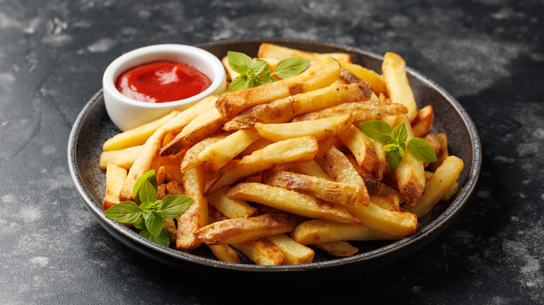 French fries with ketchup