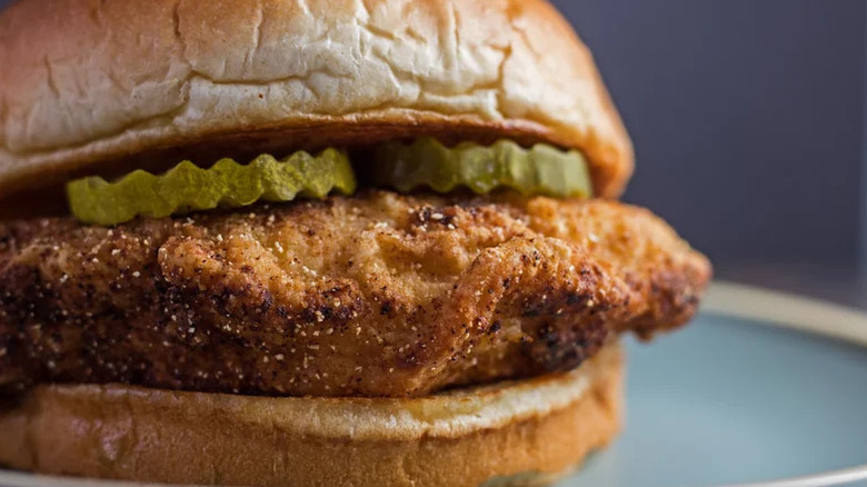 Copycat McDonald's Crispy Chicken Sandwich up close