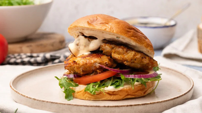 Copycat Nando's Peri Peri Chicken Sandwich on beige plate